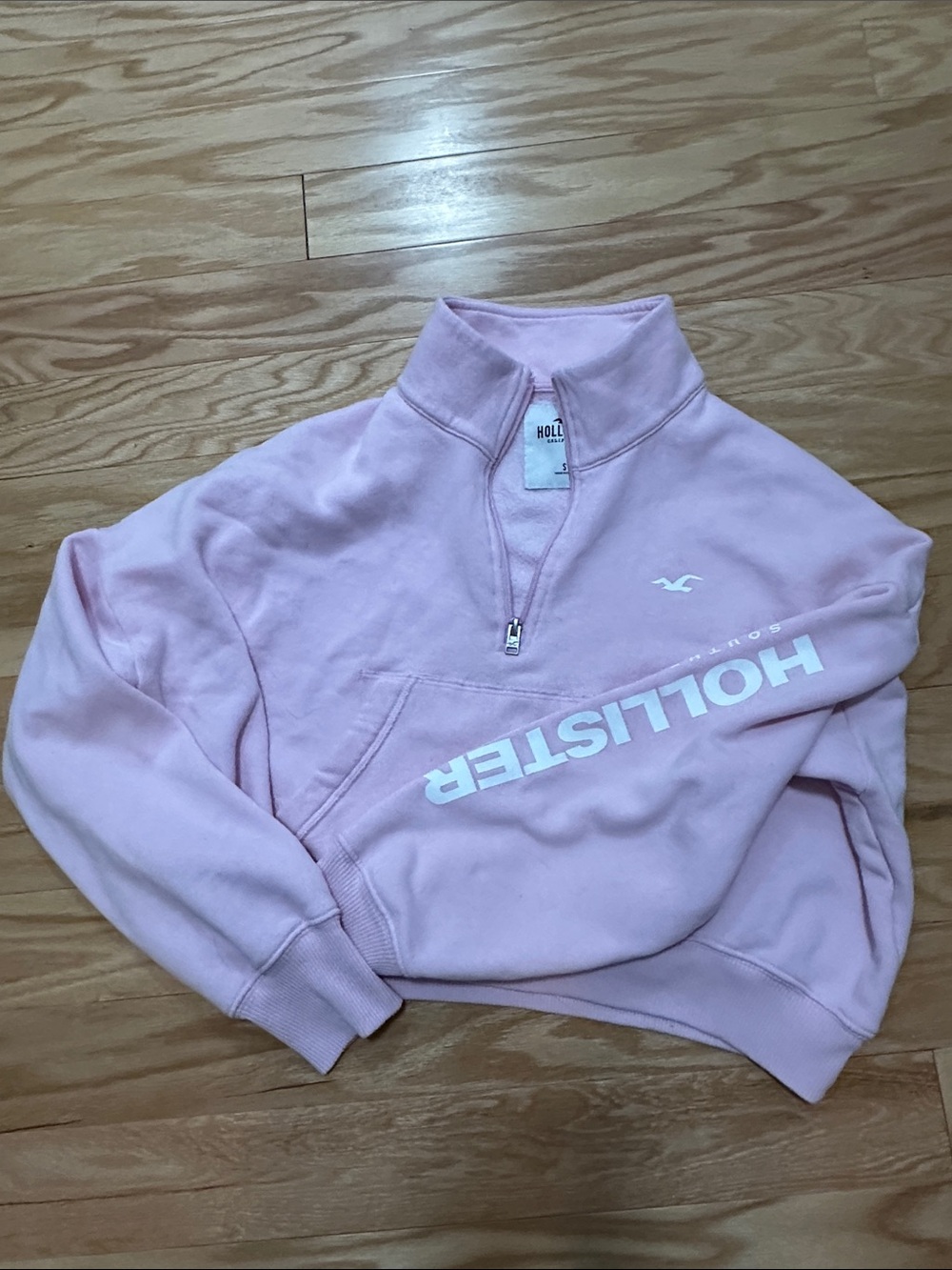 Hollister Light Pink Half-Zip Logo Pullover